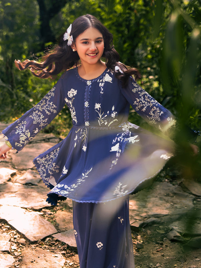 Chiffon Embroidered Peplum Set