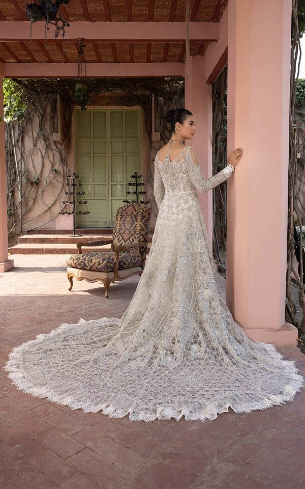 Pakistani Bridal White Dress in Royal Gown