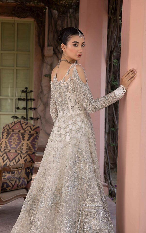 Pakistani Bridal White Dress in Royal Gown