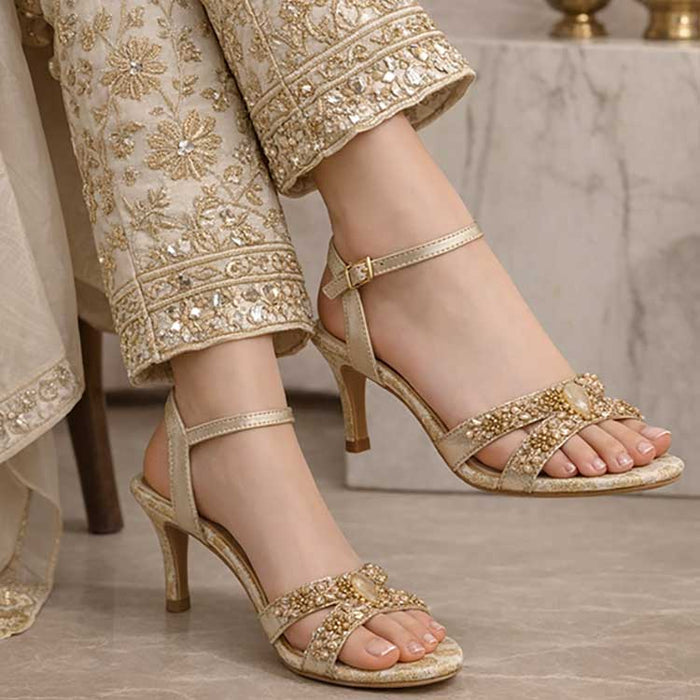 Bahaara Golden Bridal Heels