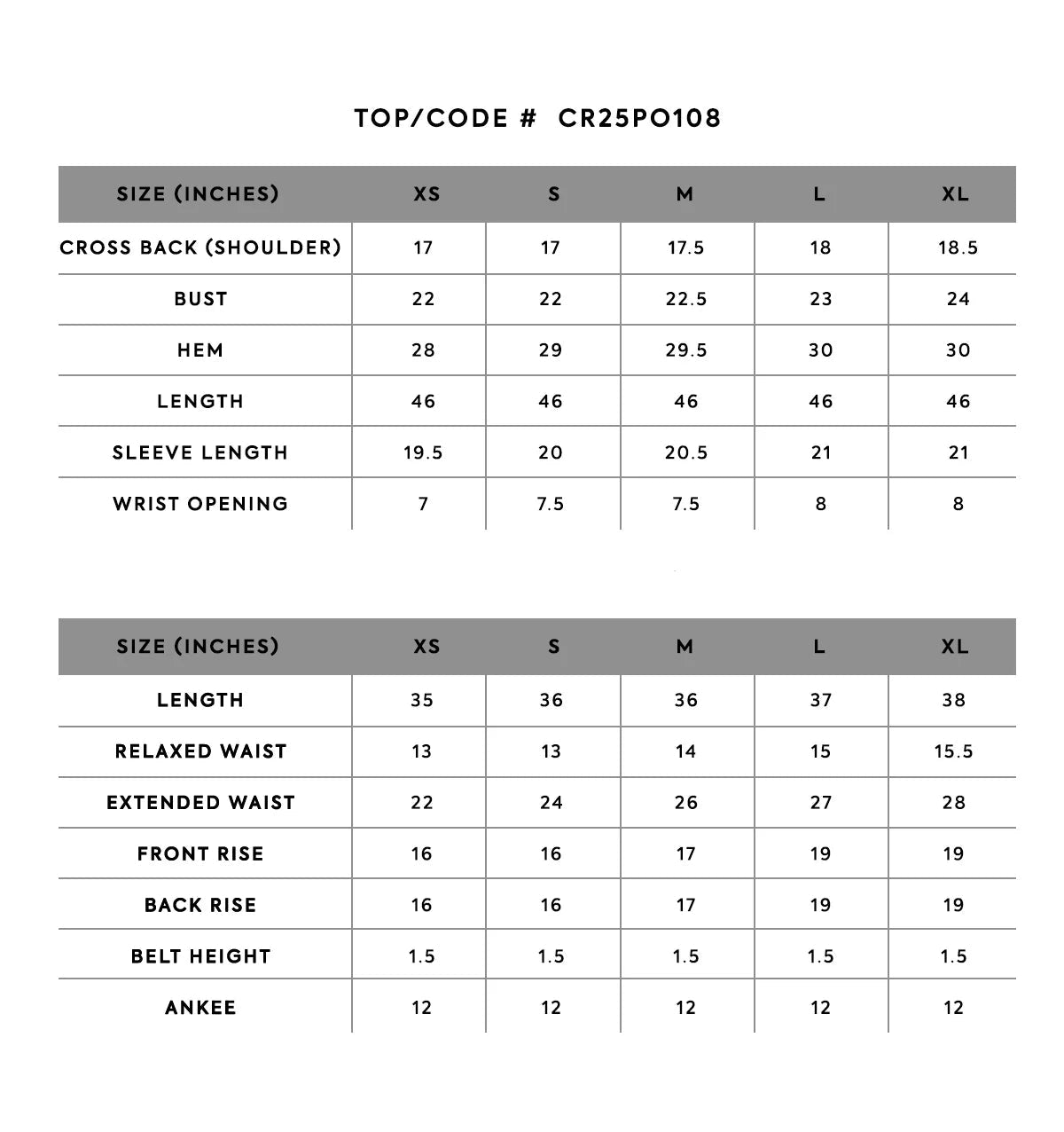 Size Chart