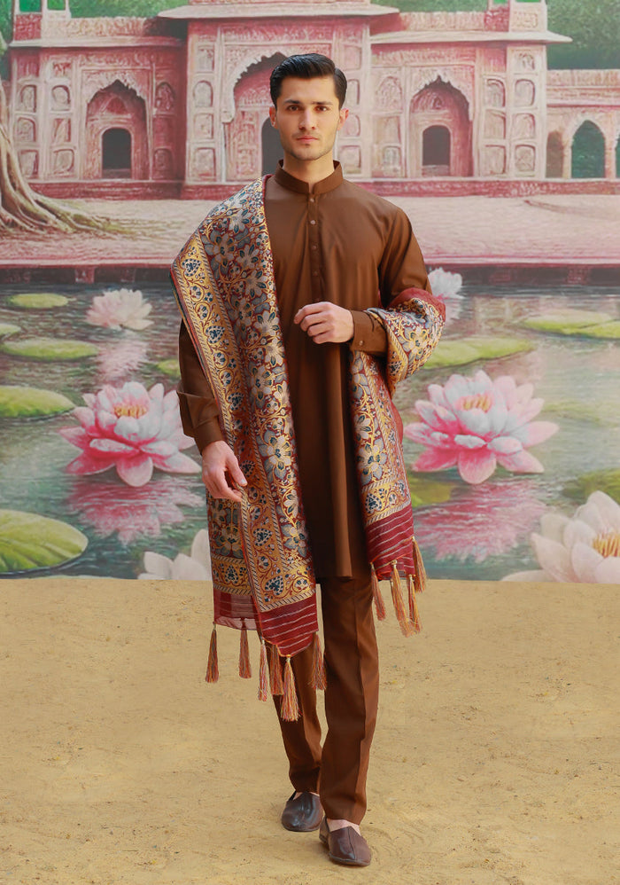 Masoori Oxblood Red Shawl
