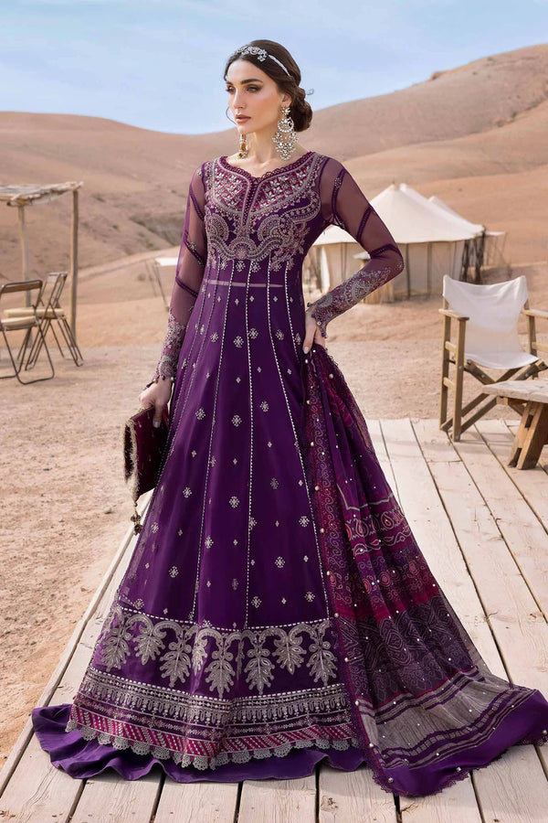 Plum Embroidered Net Suit