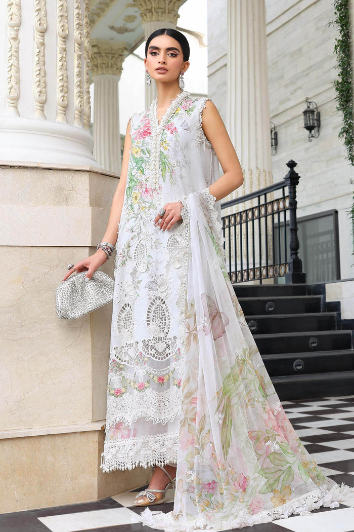 3 Piece Unstitched Embroidered Lawn Suit (Off-White) | EL-26-03
