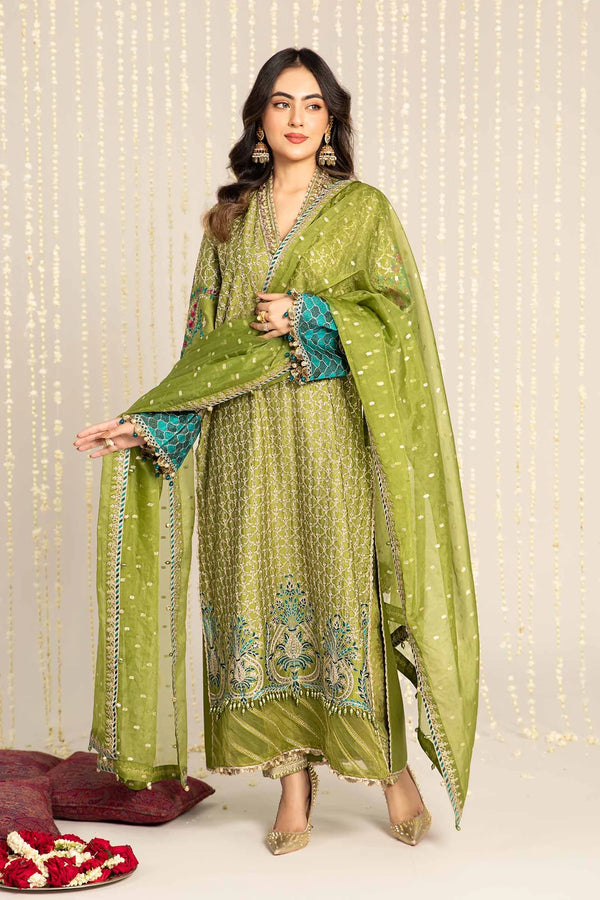 Embroidered Cotton Satin Suit | CST-803