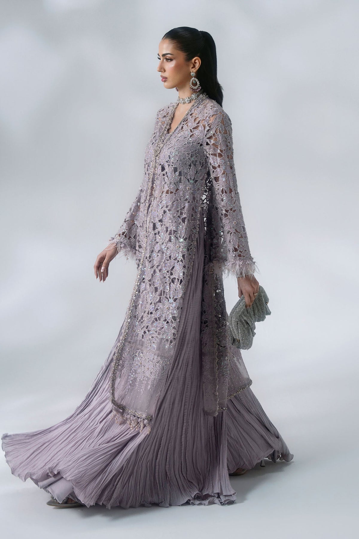 BD-3105 Lilac Embroidered Organza Suit