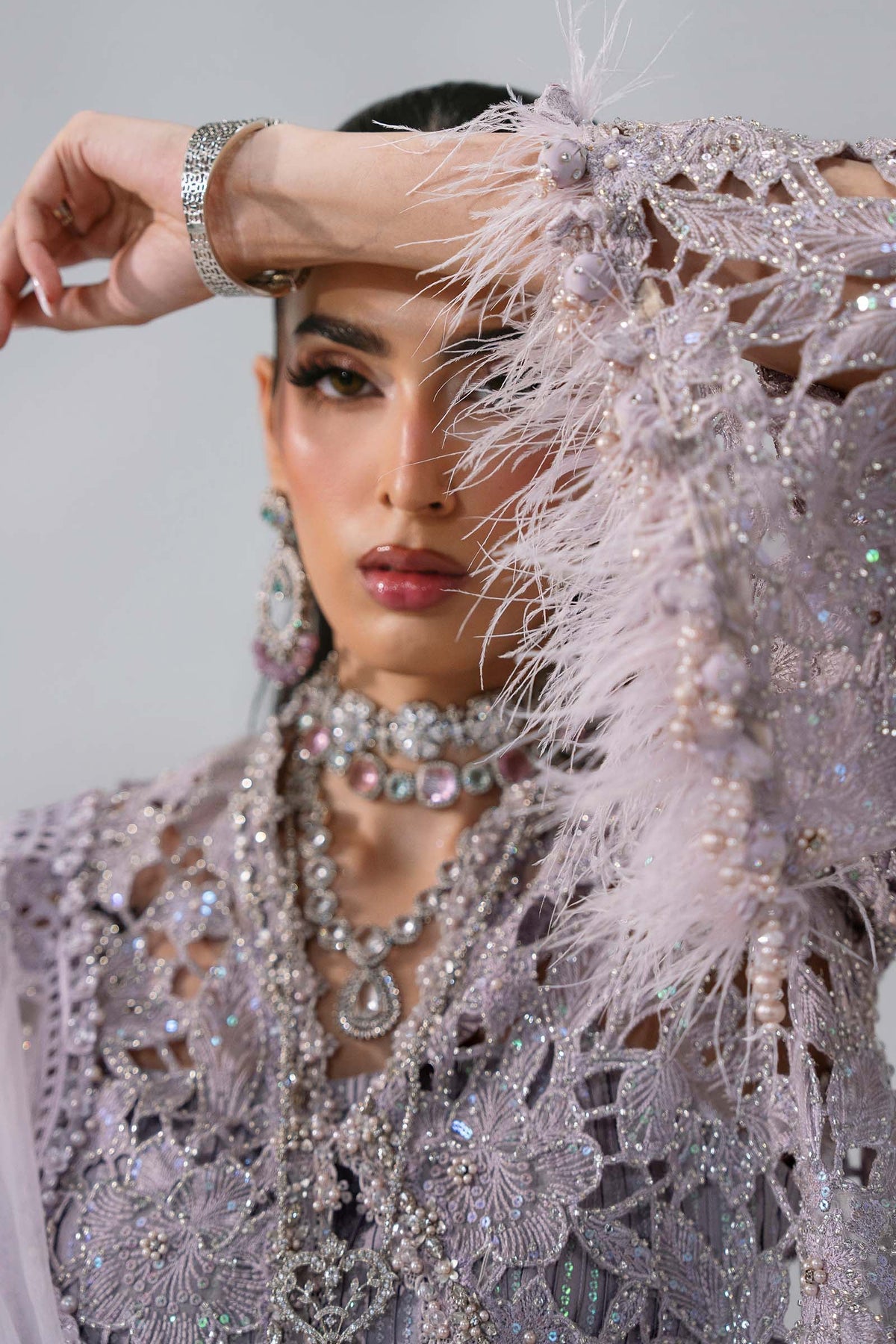 BD-3105 Lilac Embroidered Organza Suit