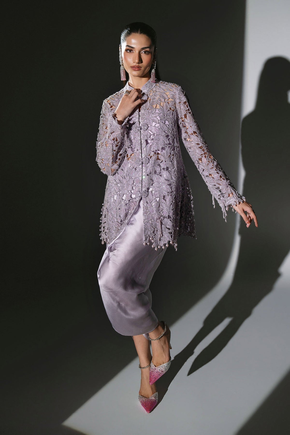 BD-3105 Lilac Embroidered Organza Suit