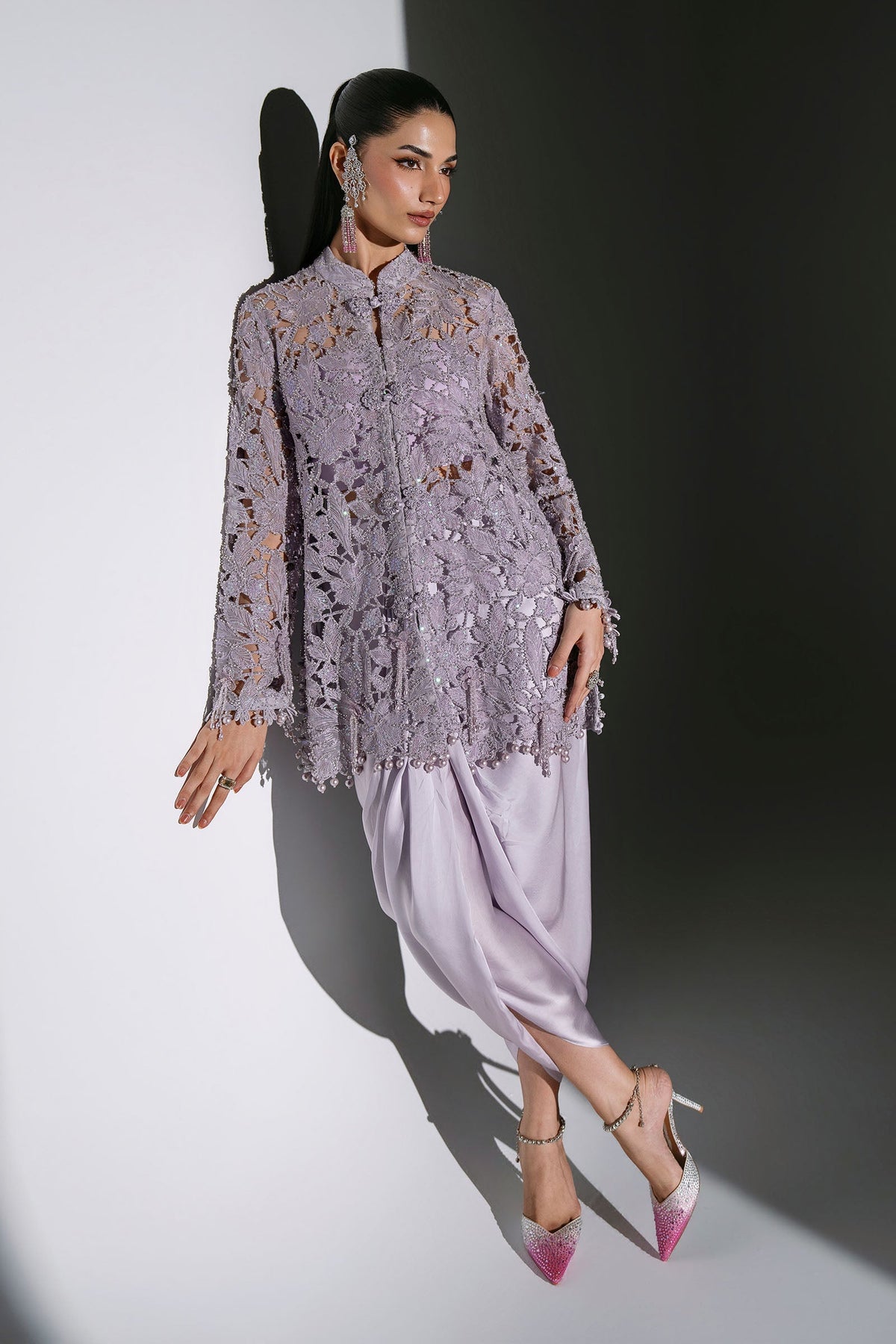BD-3105 Lilac Embroidered Organza Suit