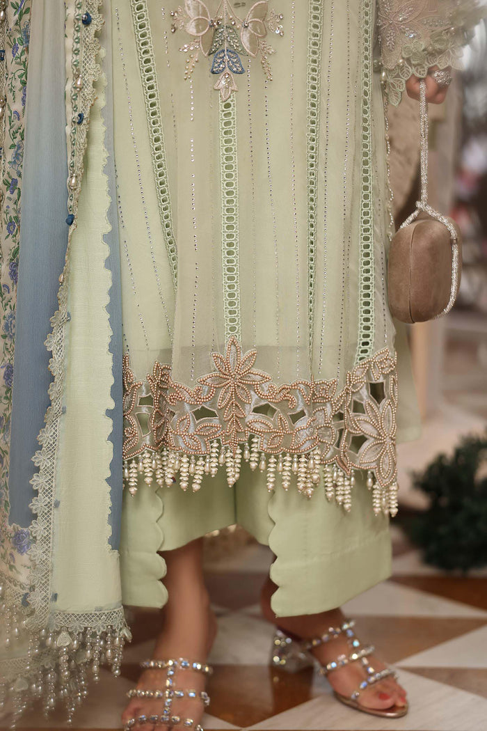 3 Piece Unstitched Embroidered Chiffon Suit