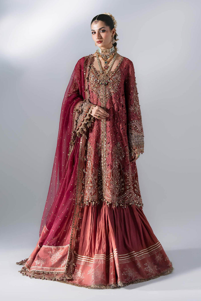 BD-3108 Salmon Pink Embroidered Organza Suit