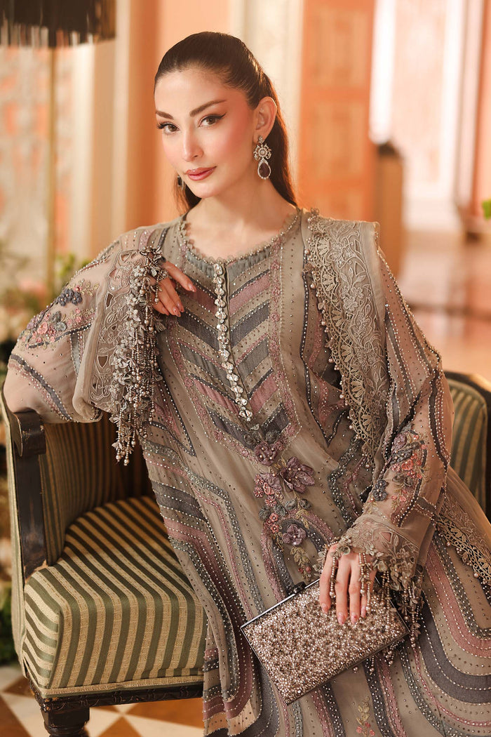3 Piece Unstitched Embroidered Chiffon Suit