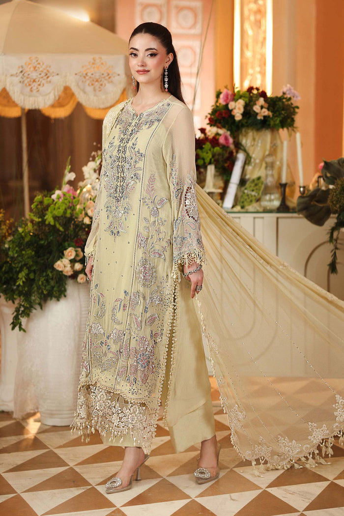 3 Piece Unstitched Embroidered Chiffon Suit