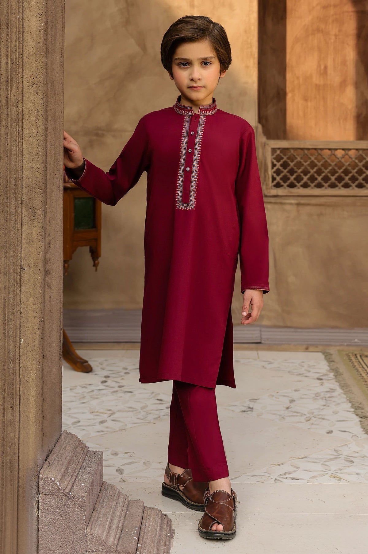 D-Maroon Boys Kurta Pajama