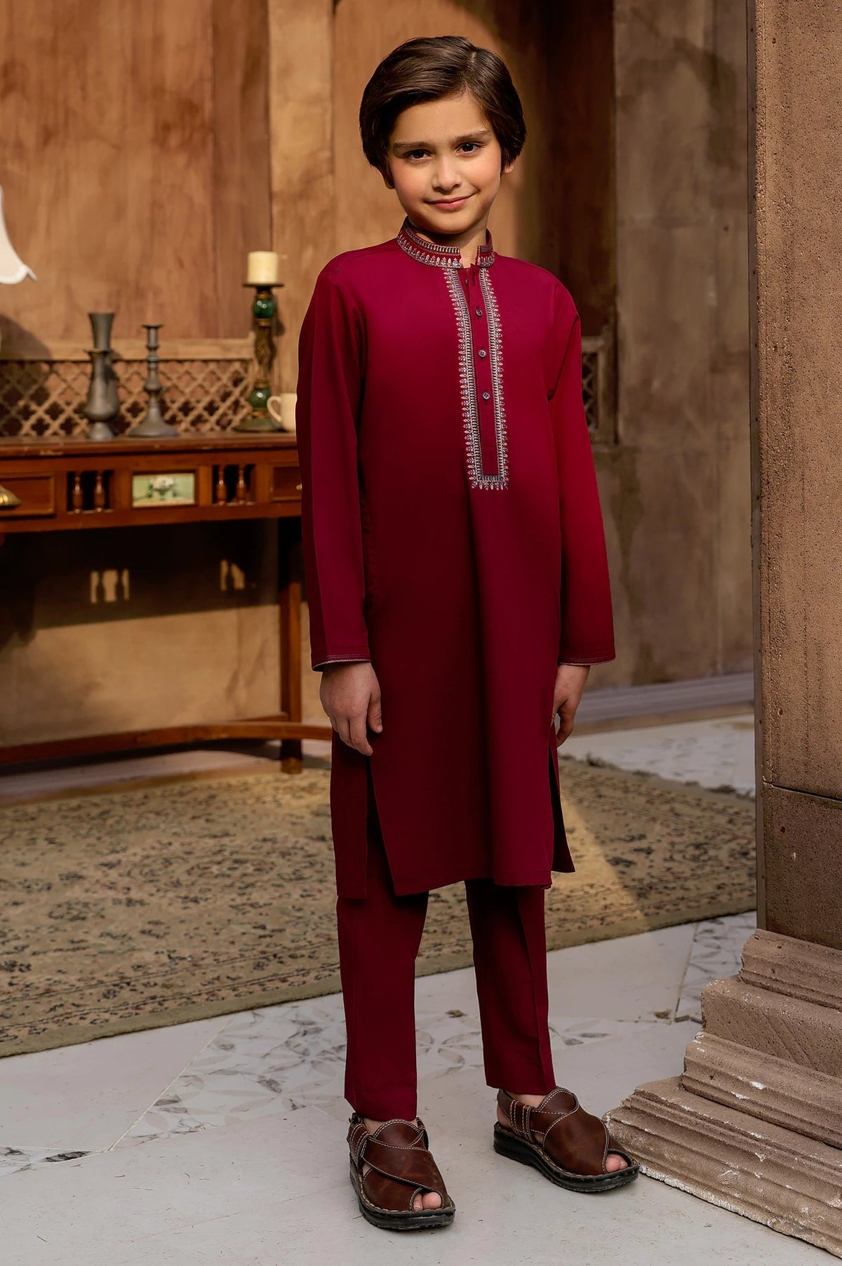 D-Maroon Boys Kurta Pajama