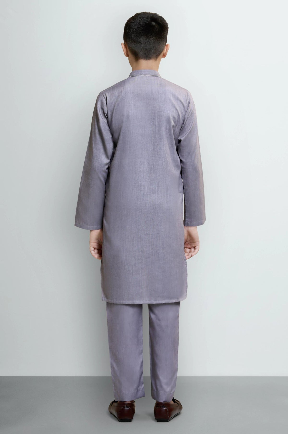 Muted Red Boys Kurta Embroidered Pajama
