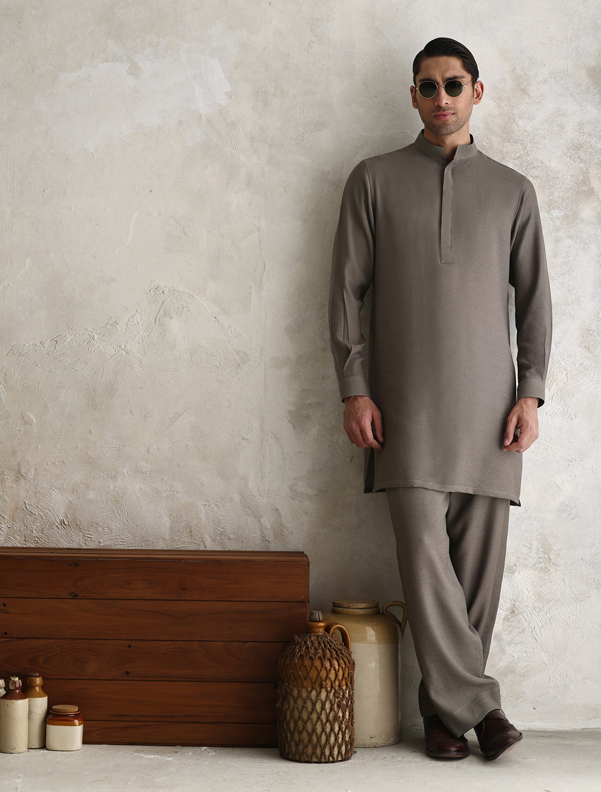 Light Green Textured Kurta Pajama