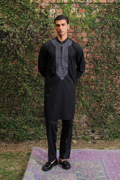 Jet Black Kurta Pajama