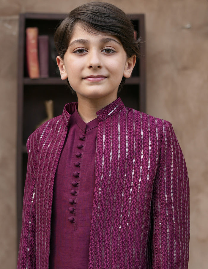Prince Coat Open Lining Sequence Maroon