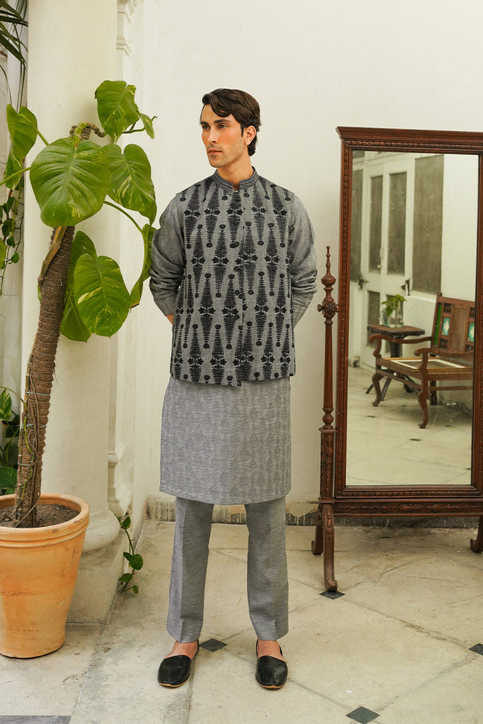 Anchor Grey Embroidered Waistcoat