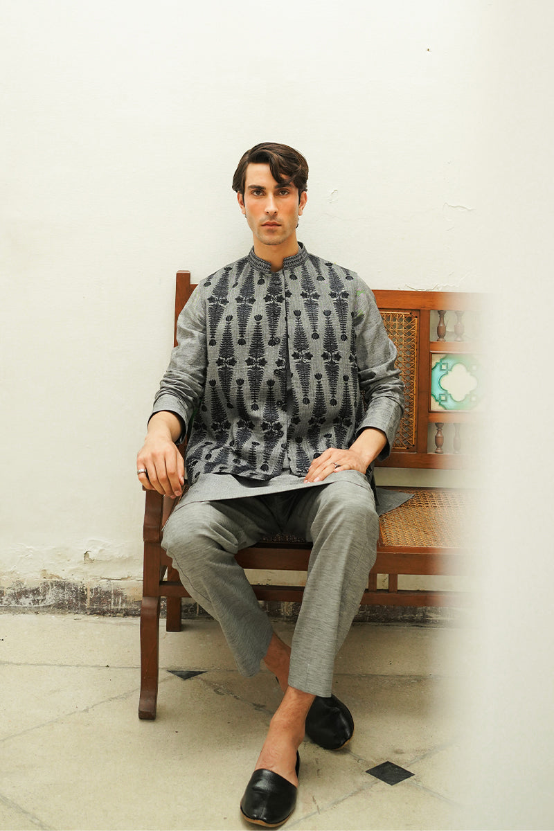 Anchor Grey Embroidered Waistcoat