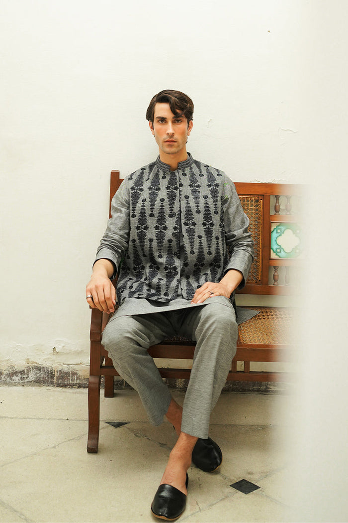 Anchor Grey Embroidered Waistcoat