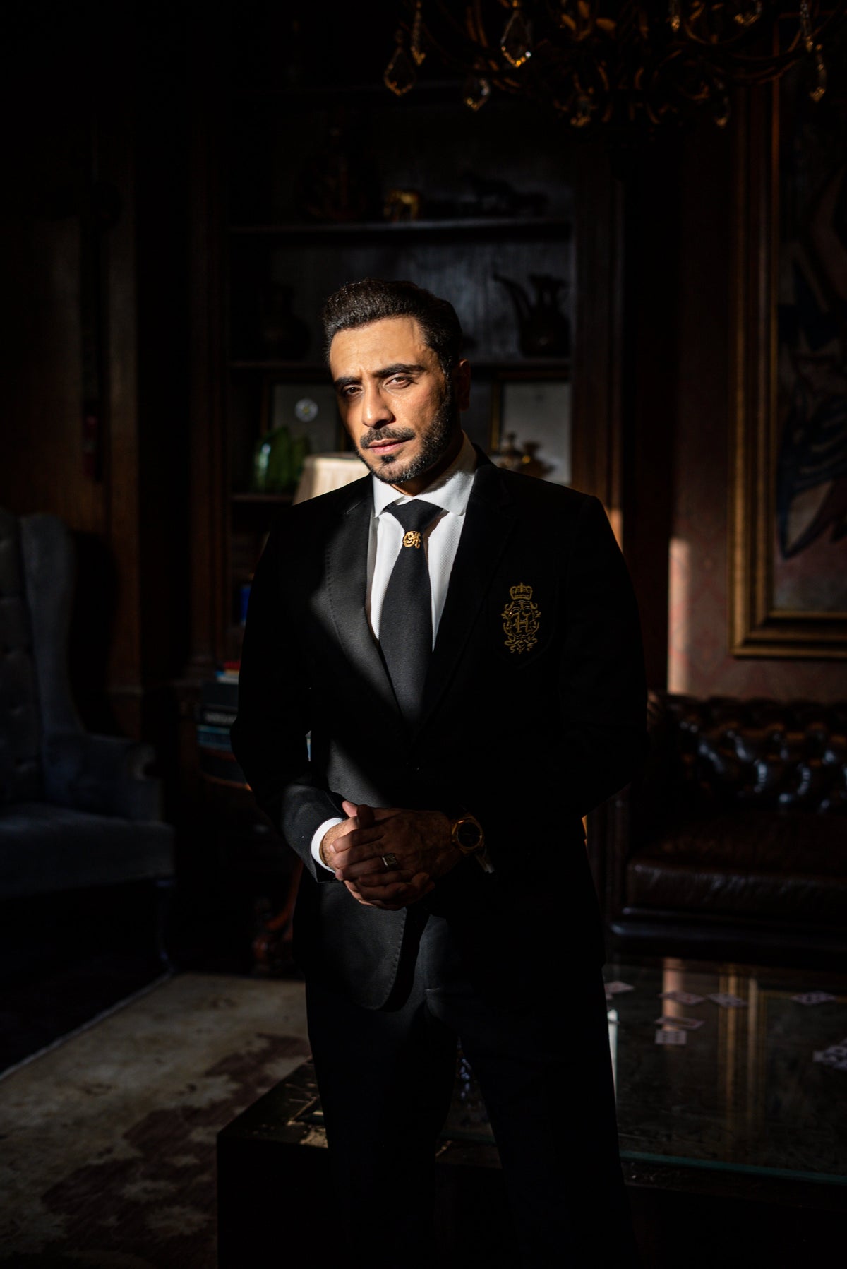 Black Armani Golden Embroidery Motif Suit