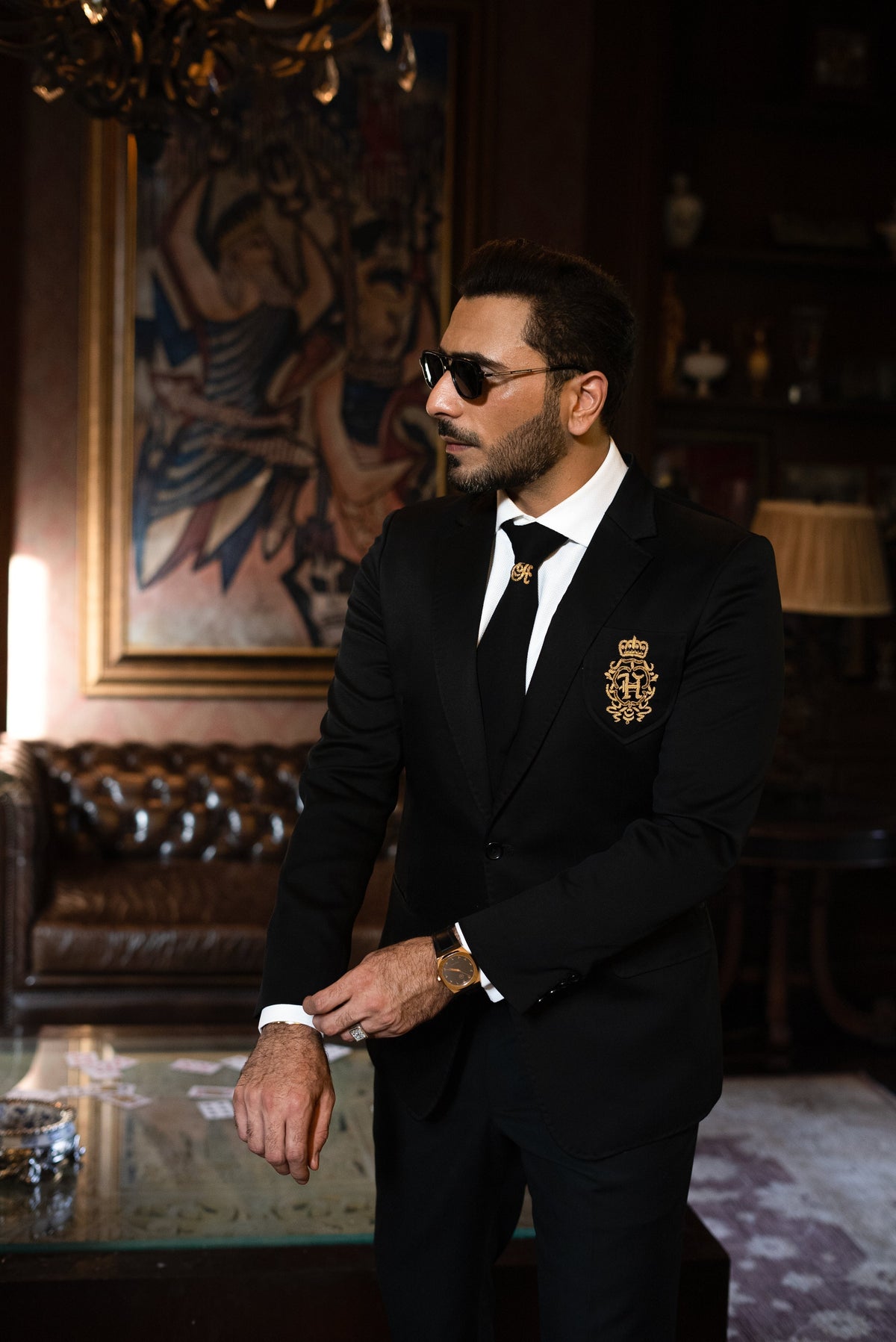 Black Armani Golden Embroidery Motif Suit