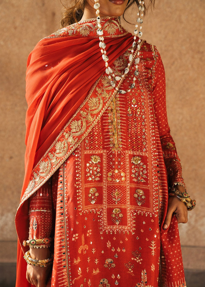 Patakha Scarlet 3 Piece Tussal Silk
