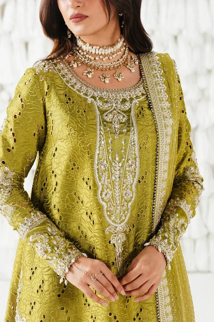 Meher – Saad Bin Shahzad Festive Pret 2026 | Verdant Green Long Kameez with Sharara & Embroidered Dupatta