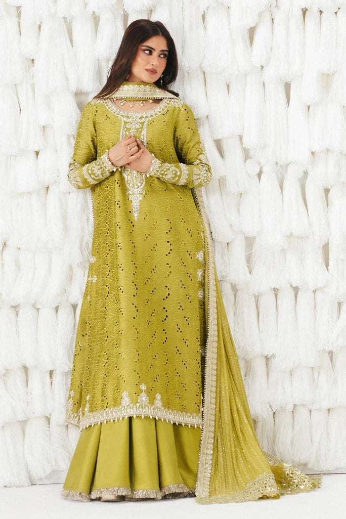 Meher – Saad Bin Shahzad Festive Pret 2026 | Verdant Green Long Kameez with Sharara & Embroidered Dupatta
