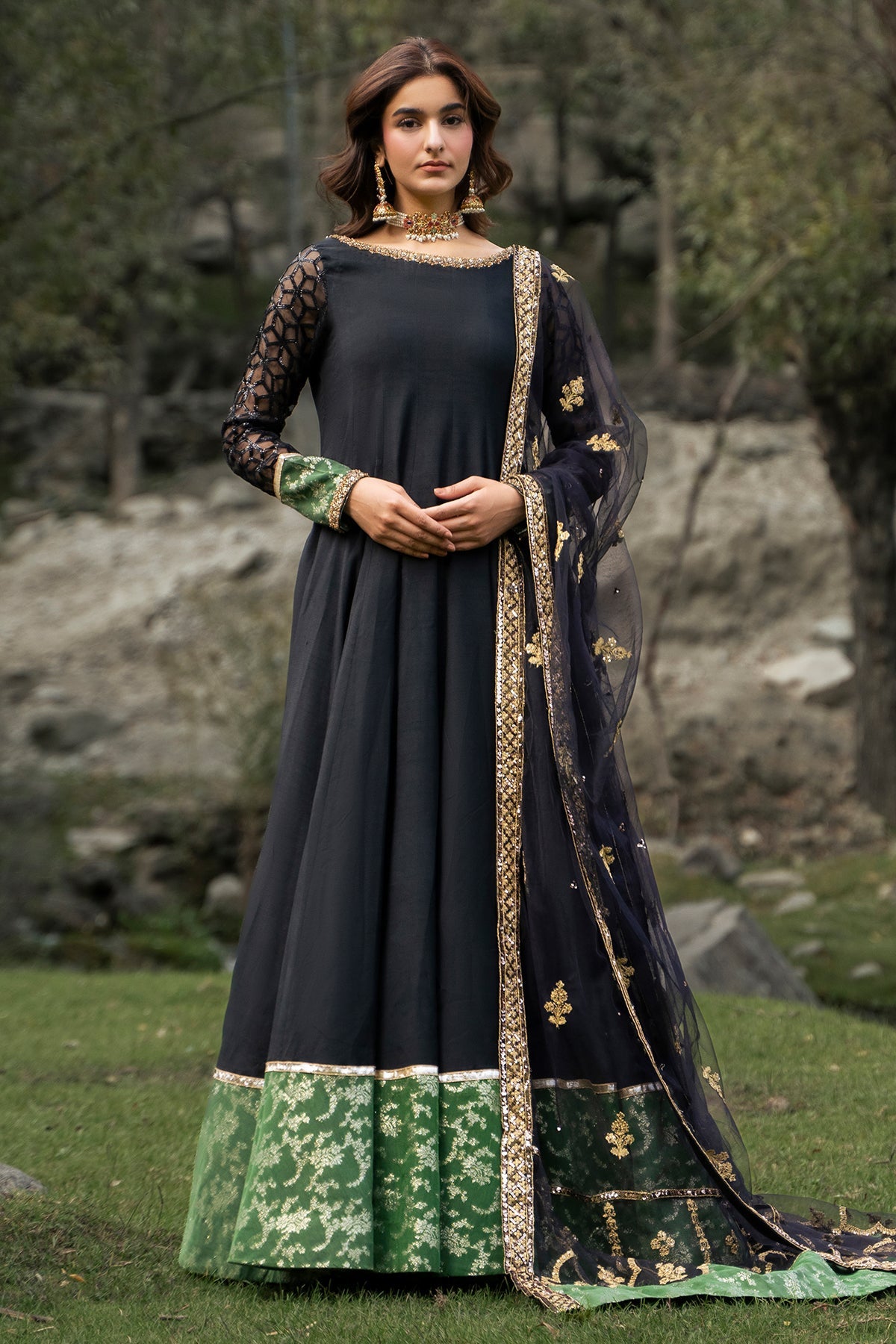 3-PC Stitched Embroidered Raw Silk CMA-6-486