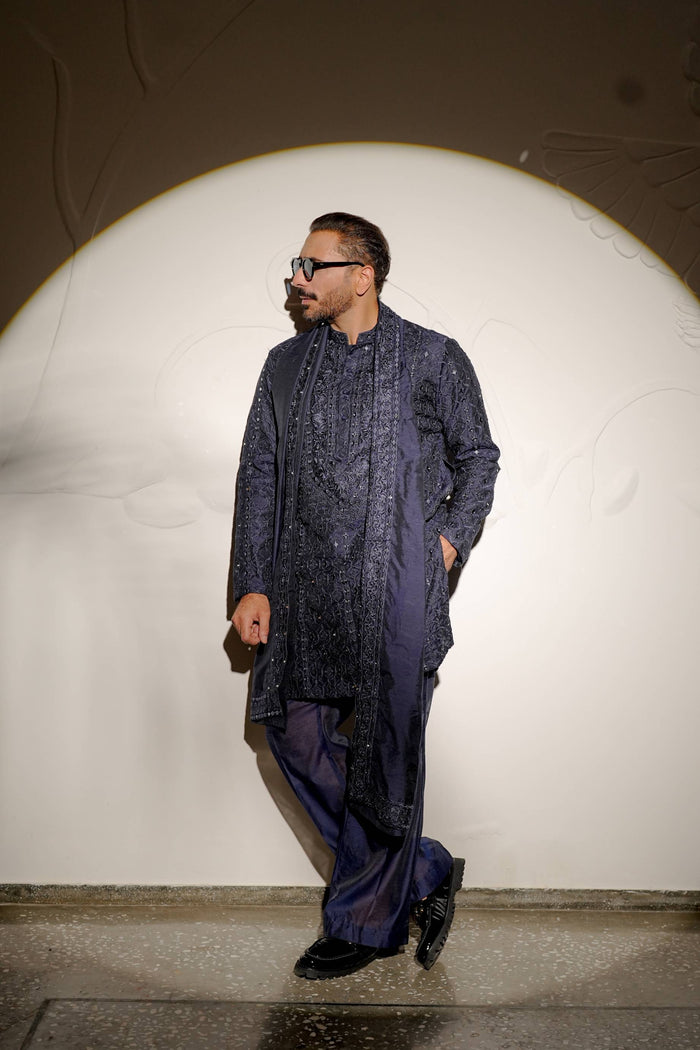 SHEESH – POSH NAVY BLUE KURTA PAJAMA