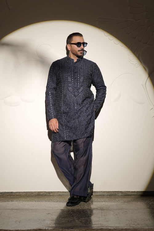 SHEESH – POSH NAVY BLUE KURTA PAJAMA