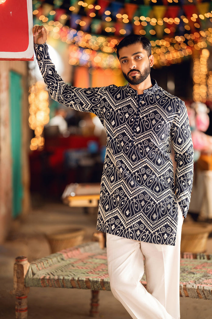 NAQOOSH – NAVY BLUE KURTA PAJAMA