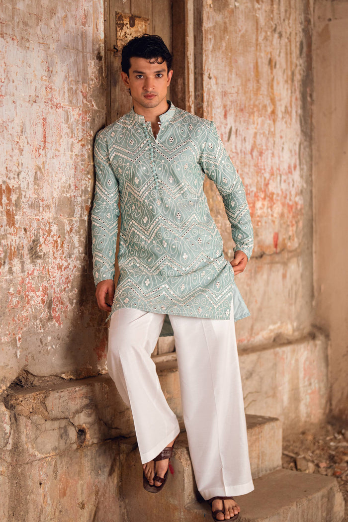 NAQOOSH – MINT GREEN KURTA PAJAMA