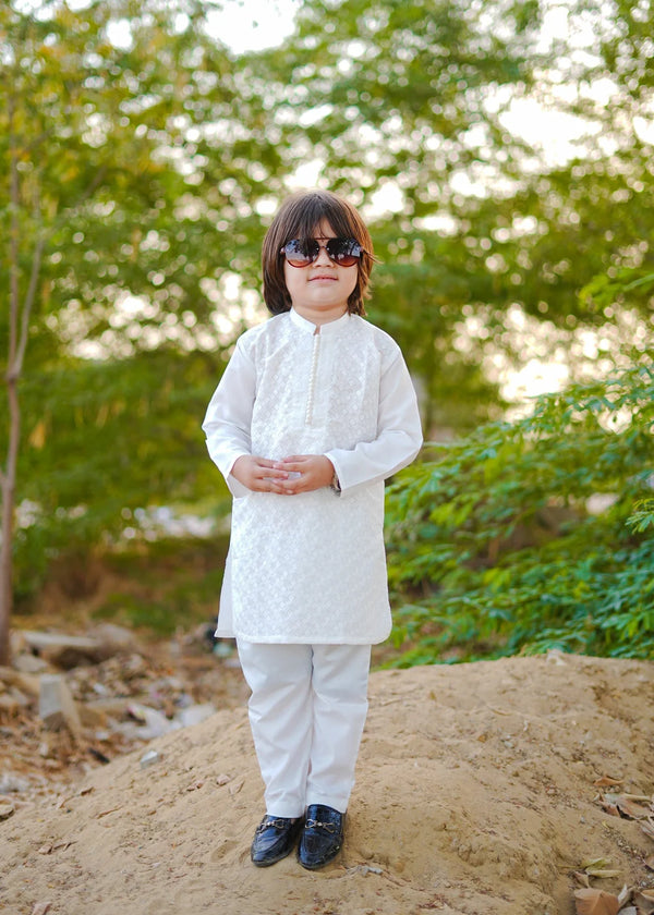 White chicken Kurta Trouser