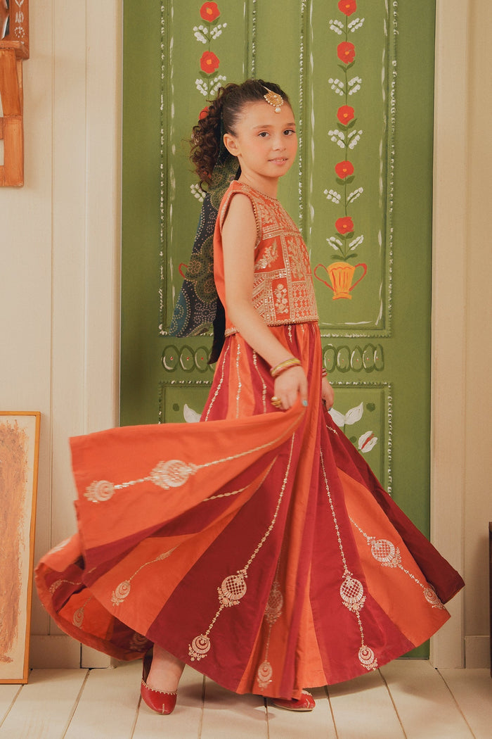 Tangerine Embroidered Suit