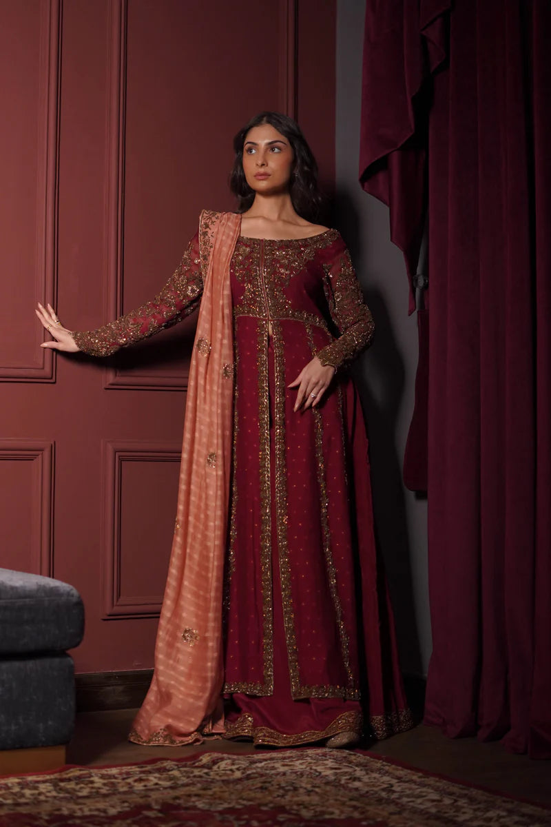 ROSE RED KALIDAAR WEDDING FORMAL