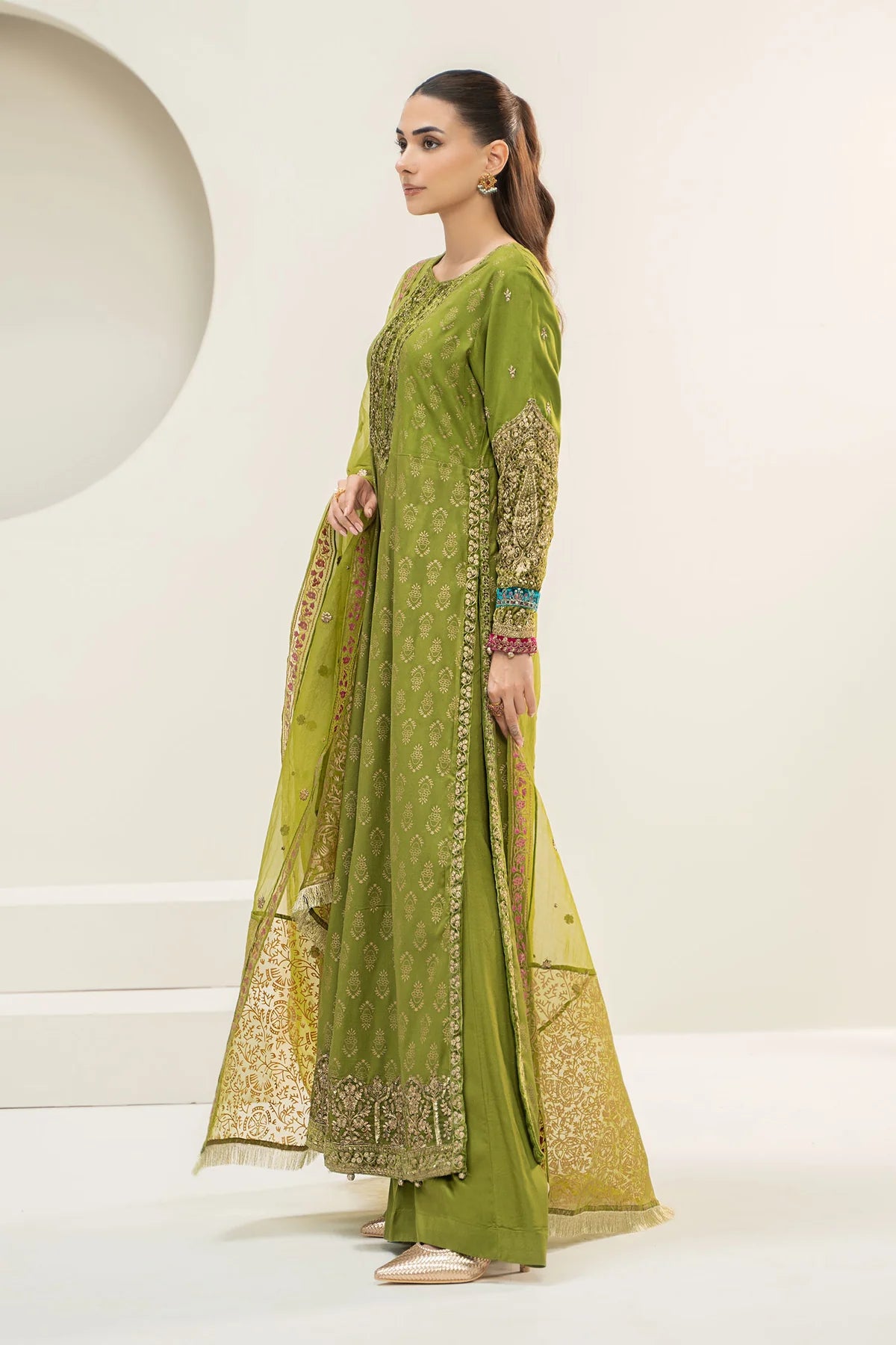 3 Piece Embroidered Linen Suit | DW-W24-101