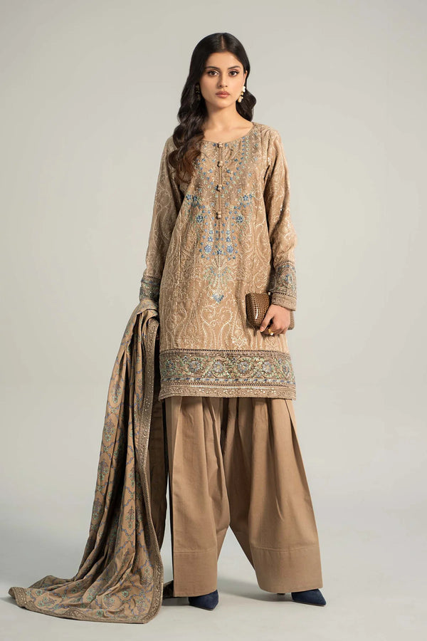 3 Piece Embroidered Khaddar Suit | DW-W24-12