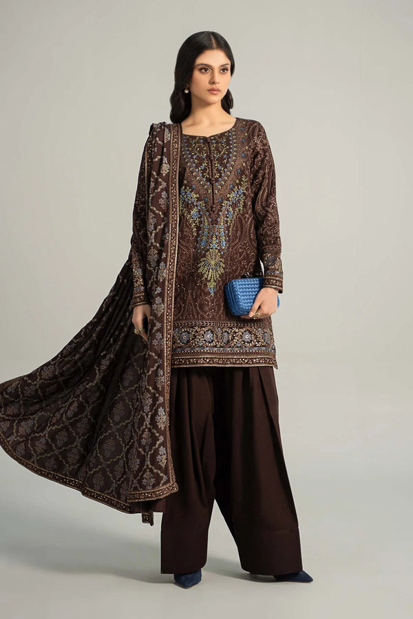 3 Piece Embroidered Khaddar Suit | DW-W24-12