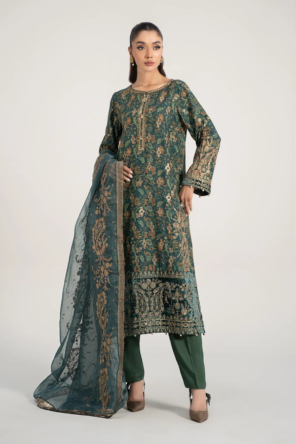 3 Piece Embroidered Plush Suit | DW-W24-153