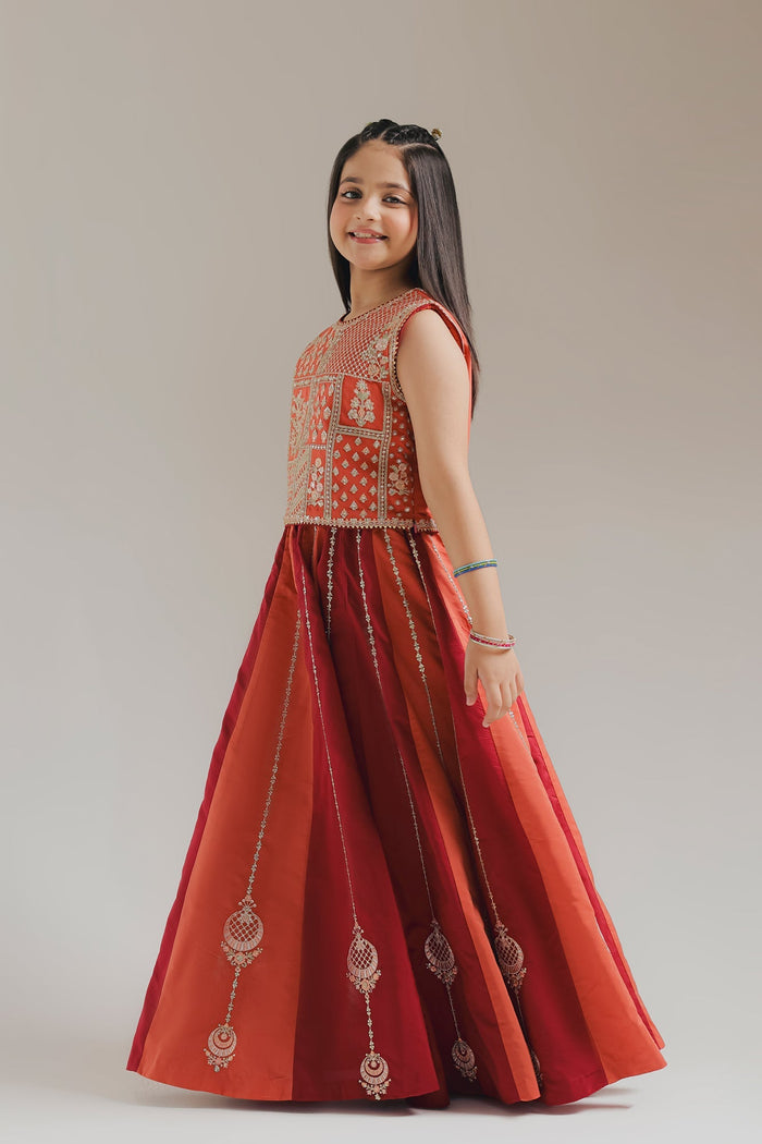 Tangerine Embroidered Suit