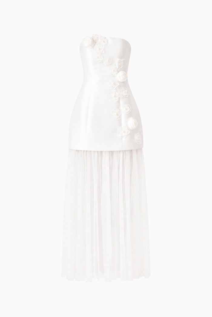 Oleander Strapless Maxi Dress In White