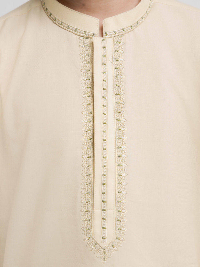 Pale Green Embroidered Dobby Kurta Pajama
