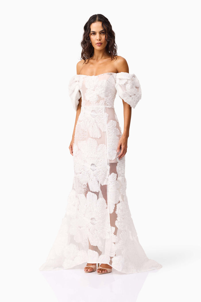 Roxana Off The Shoulder Gown in White