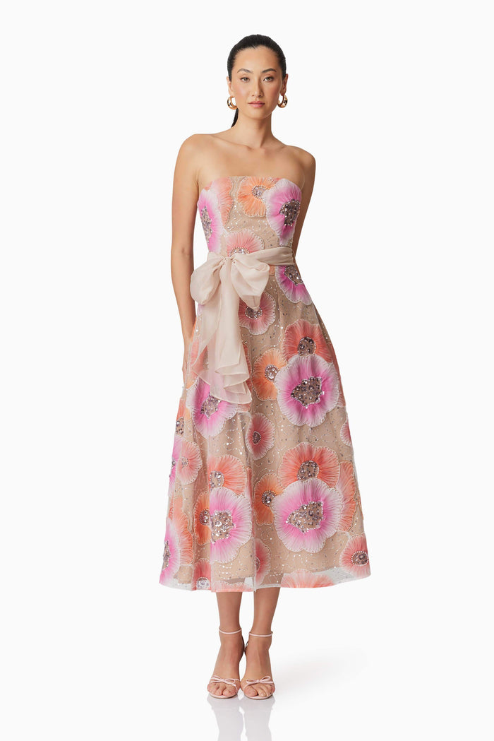 Brittany A-Line Midi Dress in Pink