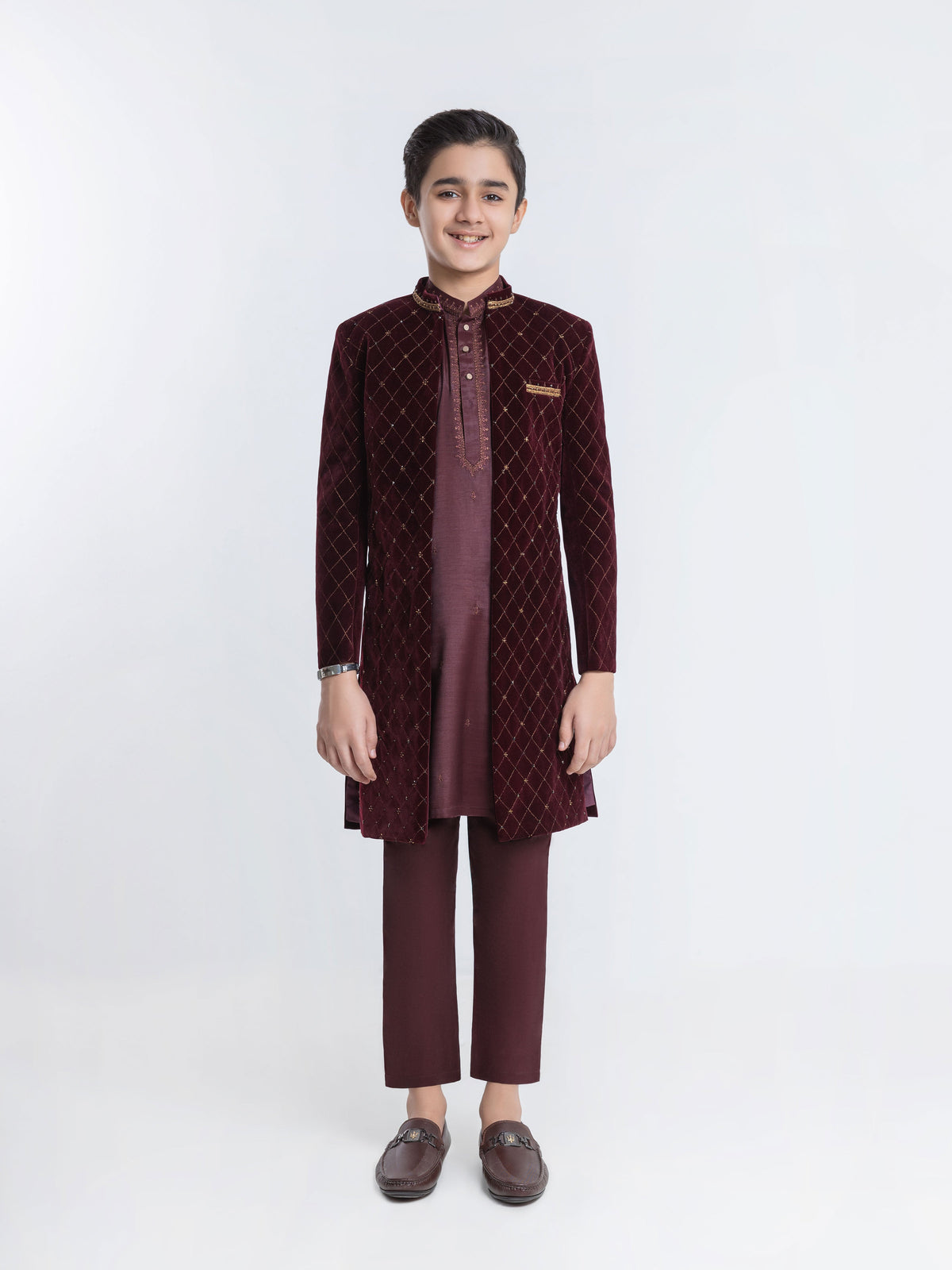 Embroidered Silk Sherwani - Ecbtss5-007