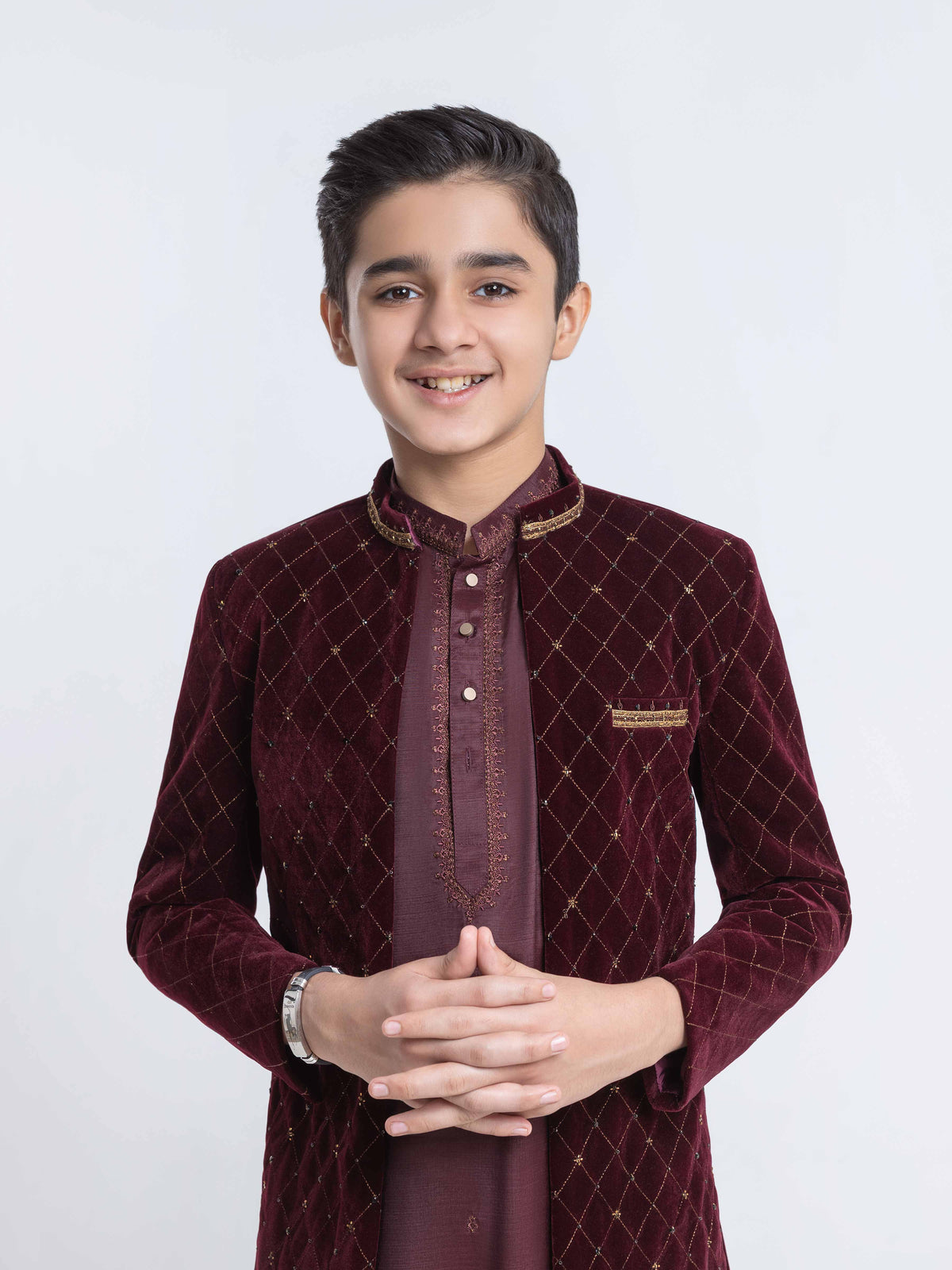 Embroidered Silk Sherwani - Ecbtss5-007